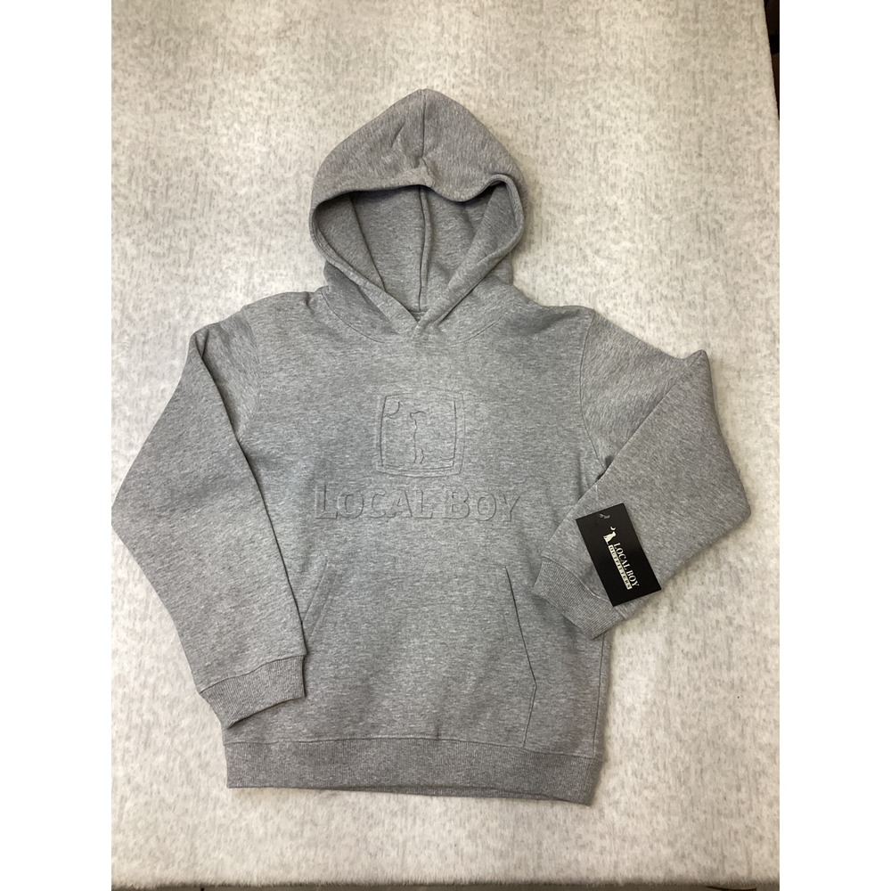 Local Boy Outfitters Youth Embossed Tractor Hoodie Gray Sweatshirt Y-S L0200033.